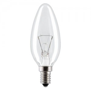 Лампа ДС 60W E14 (уп.100шт.) свеча прозрачная, цветная гофра (Калашниково)
