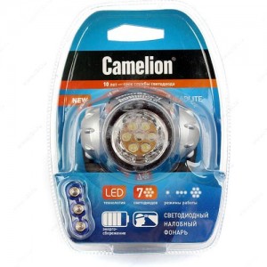 Camelion фонарь налобный LED5310-7F3 (3xR03 в компл.) 7св/д 0.6W (19lm), метал./пластик, 3 реж, BL