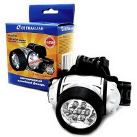 Ultraflash фонарь LED5351 (3xR03) 7св/д, 3 реж., сереб./пластик, налобный