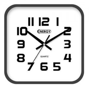 Часы настенные Energy EC-08 25,4*3,9см (квадратные) плавный ход, пластик,  АА*1шт нет в компл 9308 (1/20)