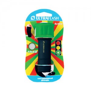 Ultraflash фонарь ручной LED15001-C (3xR03) 9св/д (40lm), зеленый+черный/пластик, BL (1/6/96)