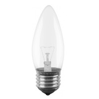 Лампа ДС 60W E27 (уп.100шт.) свеча прозрачная, цветная гофра (Калашниково)