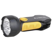 Ultraflash фонарь ручной LED3828 (акк. 4V 0.5Ah) 1св/д 0.5W (25lm), черный+желт./пластик, вилка 220V