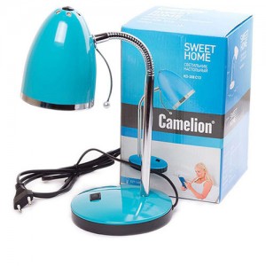 Camelion KD-308 C13 св-к настольный 40W E27 металл голубой