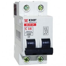EKF Basic автоматический выкл. ВА47-29, 2P 16А (C) 4,5кА  mcb4729-2-16C