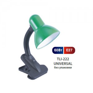 Uniel TLI-222 св-к настольный прищепка 60W E27 металл/пластик, зеленый, без упак.