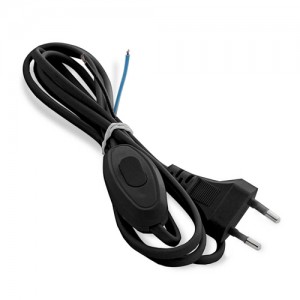 UNIVersal шнур для бра с выкл. 6А 250В 1,7 м (ШВВП 2х0,75 черный ) А1060Ч (1/100)