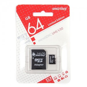Ф/к MicroSDXC 64GB Class 10 Smartbuy  (с адаптером SD)