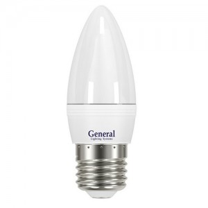 General Свеча C37 E27 8W(720lm) 6500K 6K 38x108 пластик/алюмин. GLDEN-CF-8-230-E27-6500, 638700