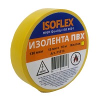 Изолента 15/10 ISOFLEX желтая, F1513