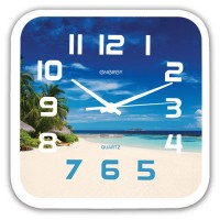 Часы настенные Energy EC-99 Пляж 24,5*3,9см (квадрат) плавный ход, пластик,  АА*1шт нет в компл 9472