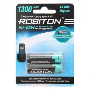 Аккумулятор Robiton R6 1300mAh 1300MHAA Ni-MH BL2, 13902