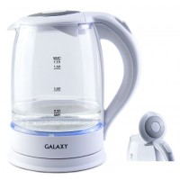 Чайник электр. Galaxy GL-0553 белый (диск, 1,7л) 2,2кВт, корпус термостойк.стекло, съемн.фильтр