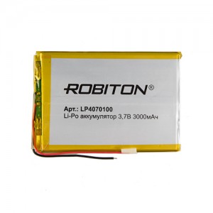Аккумулятор Robiton LP4070100 3.7В 3000мАч PK1, 14912