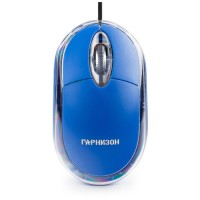 Мышь проводная Гарнизон GM-100B, USB, чип- Х, синий, 1000 DPI, 3 кнопки
