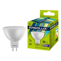 Ergolux MR16 GU5.3 220V 7W(510lm) 6500K матов. 50x47 пластик/алюм. LED-JCDR-7W-GU5.3-6K