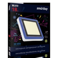 Smartbuy св-к накл. св/д18w(1440lm) 3000K 245x245x40мм голубой квадрат с подсветкой IP20 SBLSq1-DLB-