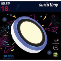 Smartbuy св-к накл. св/д18w(1440lm) 3000K 245x40мм голубой круг с подсветкой IP20 SBL1-DLB-18-3K-B