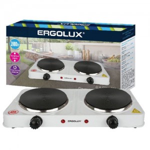 Электроплитка ERGOLUX ELX-EP04-C01, 2 конфорки, диск, 2кВт