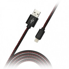 Дата-кабель Smartbuy USB - 8-pin для Apple, кожа, длина 1,2 м, черный (iK-512pu black)/60
