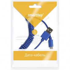 Дата-кабель Smartbuy USB - micro USB, спиральный, длина 1,0 м, синий (iK-12sp blue)/500
