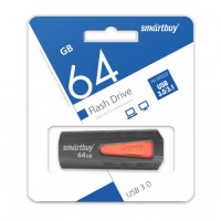 Флэш-диск (флэшка) USB 3.0 Smartbuy 64GB IRON Black/Red (SB64GBIR-B3)