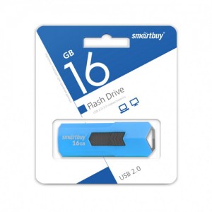 Флэш-диск (флэшка) USB Smartbuy 16GB STREAM Blue выдвижной разъем (SB16GBST-B)