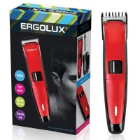 Триммер беспроводной д/волос и бороды ERGOLUX ELX-HT01-C43 3W, щетка + смазка, з/у 220-240V, красный