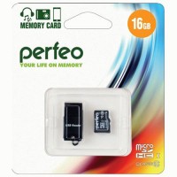 Флэш карта MicroSD 16GB High-Capacity Class 10) Perfeo + USB microSD Reader