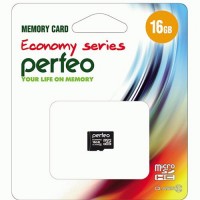 Флэш карта MicroSD 16GB High-Capacity Class 10) Perfeo с адаптером economy series