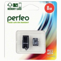 Флэш карта MicroSD 8GB High-Capacity Class 10) Perfeo + USB microSD Reader