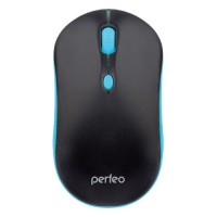 Perfeo мышь оптическая "MOUNT", 4 кн, DPI 800-1600, USB, чёрн/голуб.