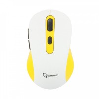 Мышь беспров. Gembird MUSW-221-Y, белый/жёлтый, 5кн.+колесо-кнопка, 800/1200/1600dpi, 2.4ГГц