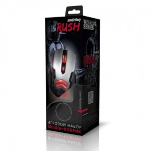Мышь игровая проводная Smartbuy RUSH черная/серая + коврик (SBM-729G-K) / 40