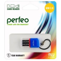 Perfeo Card Reader картридер Micro SD, (PF-VI-R008 Blue) синий