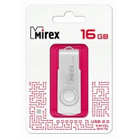 Флэш-диск USB 16 ГБ  Mirex SWIVEL WHITE 16GB  (ecopack)