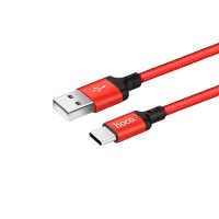 Кабель USB(A)шт. - type C шт.  USB 2.0 hoco X14, AM/Type-C M, черно-красный, 1м, 19156
