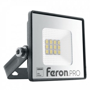 Feron.PRO прожектор св/д 10W(900lm) 6400K IP65 черный 60x43x78 OSRAM LL-1000 41537